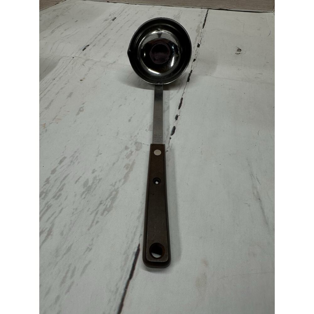Vintage Ekco Eterna Ladle Composite Brown Handle Stainless Steel USA 11"